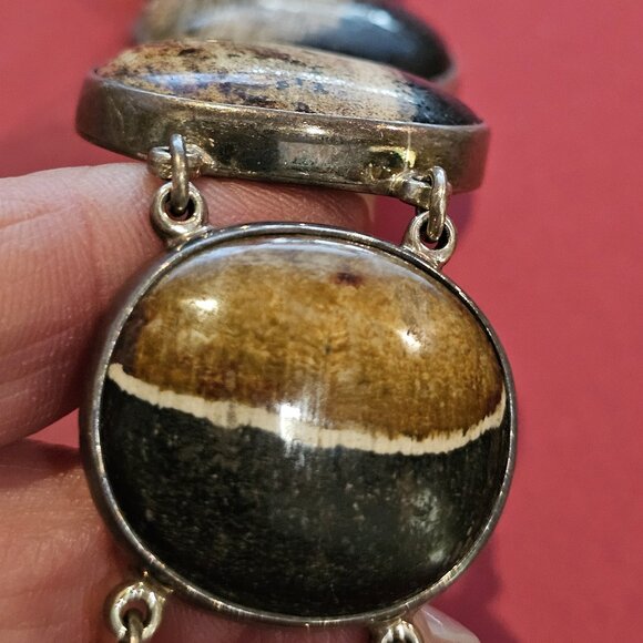 Petrified Palm Wood/Sterling Silver Bracelet and Pendant - Picture 10 of 15